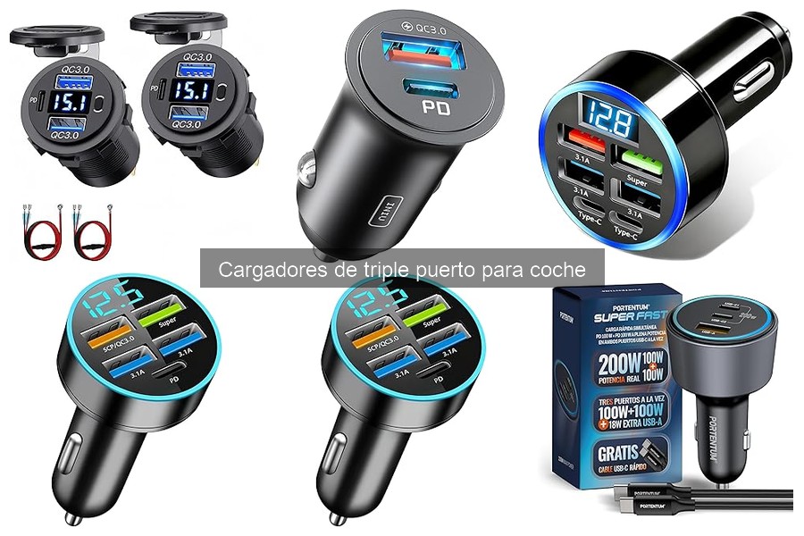 Compra cargadores de triple puerto para coche al mejor precio